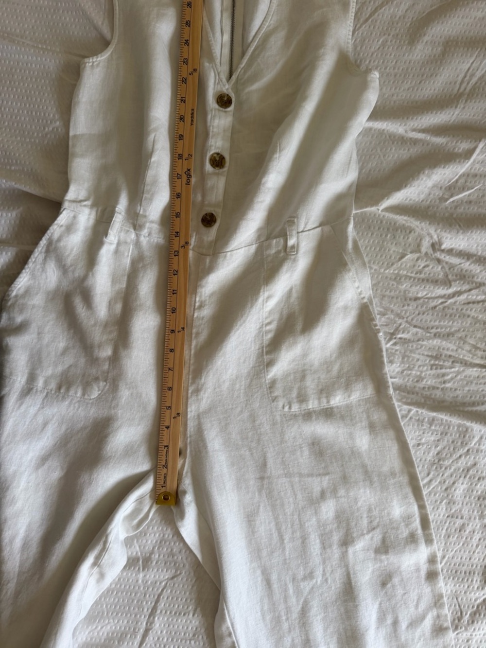 Vince Camuto 100% linen White Sleeveless One-Piece Jumpsuit - Picture 9 of 10